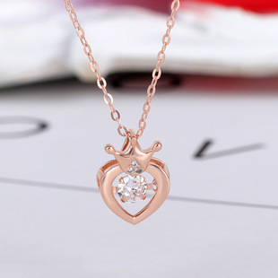 s925纯银灵动项链爱心形情侣锁骨吊坠跳动的心跳女生日礼物