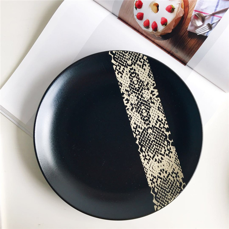 西式陶瓷餐盘 黑色亚光新骨瓷餐盘 欧式个性牛排盘果盘厂家直销