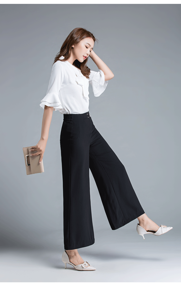 舞动全城2018春季新款大甩裤高腰清凉韩版休闲裤子女黑色大码显瘦