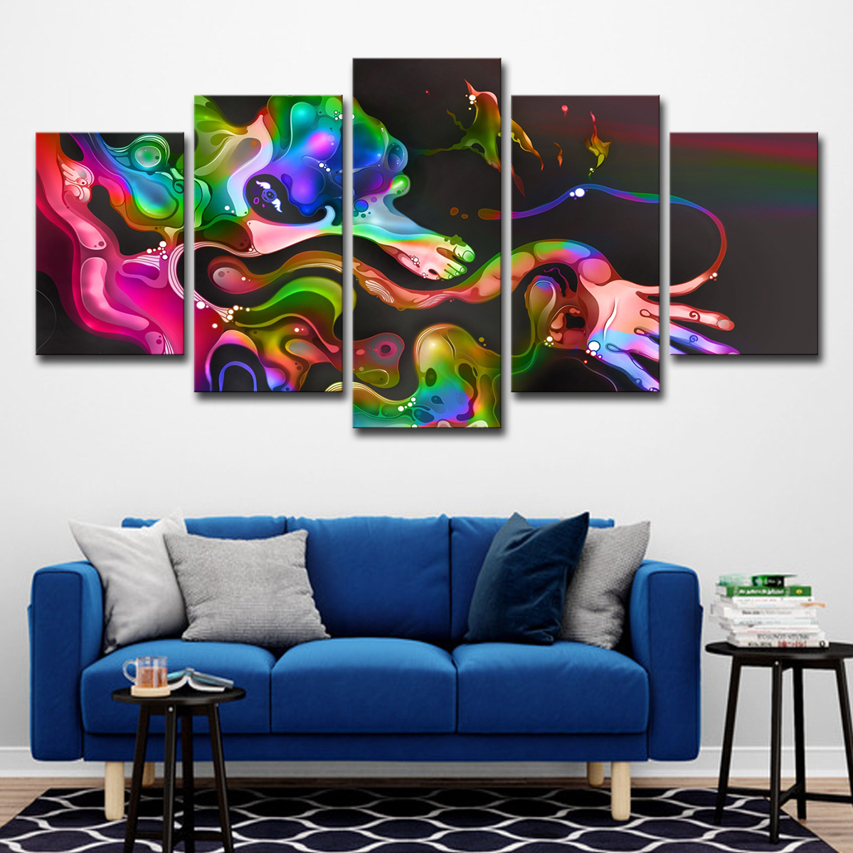 跨境专供amazon aliexpress5板墙艺术彩色绘画抽象绘画组房间装饰
