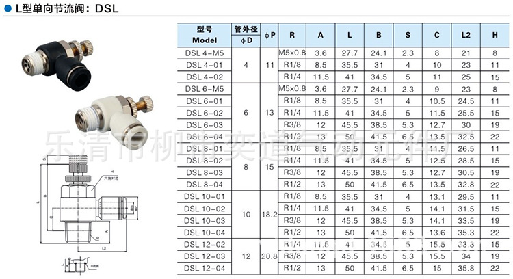 fssto德士托气动接头dsl气缸调速l型节流阀节气阀快速高压接头