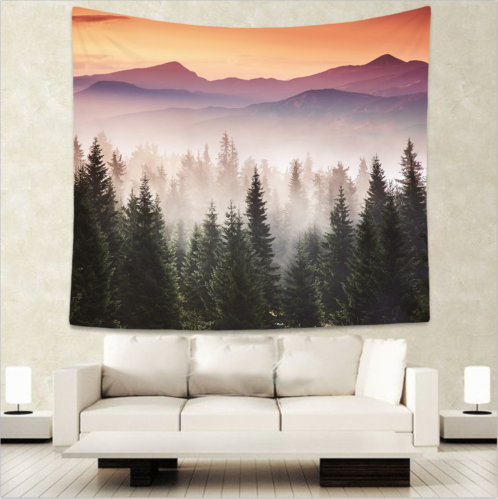 自然风景山峰照片挂毯饭厅装饰画布艺家居壁挂沙滩巾ga24