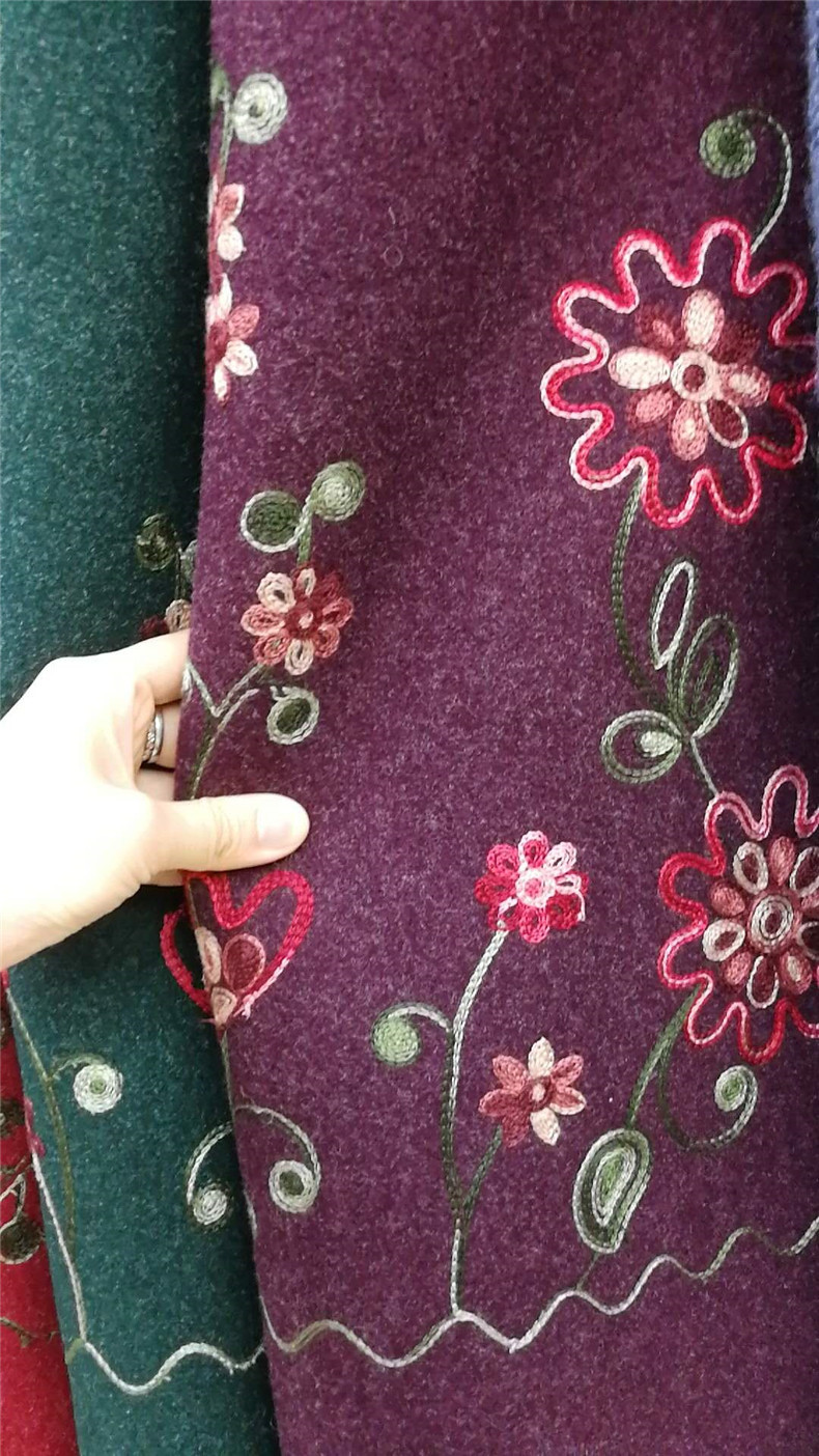 柯桥电脑链条绣花加工 老年女装时装服装绣花面料批发