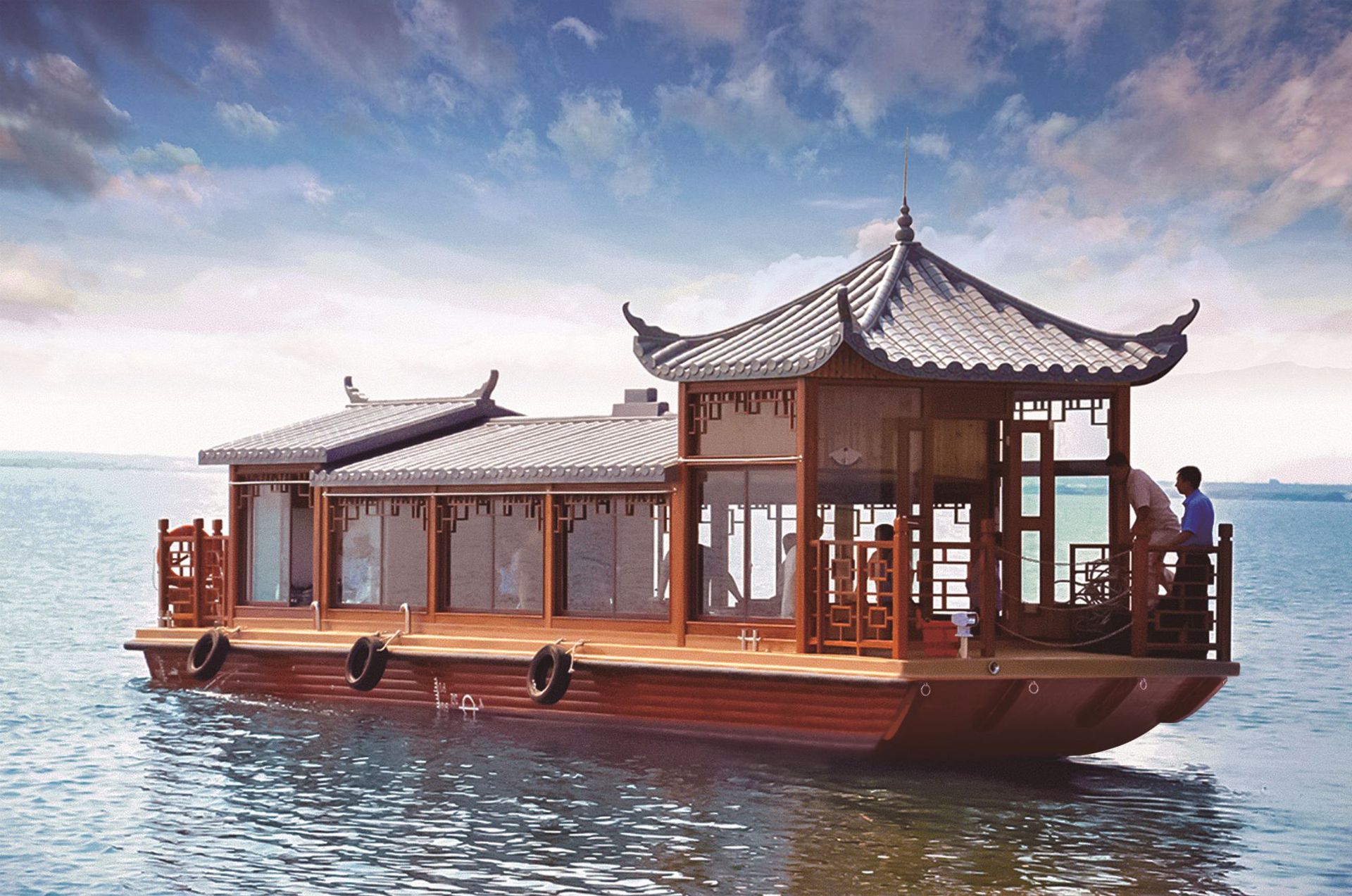 画舫船木船制造厂定制大型水上观光船仿古游船单层画舫船餐饮