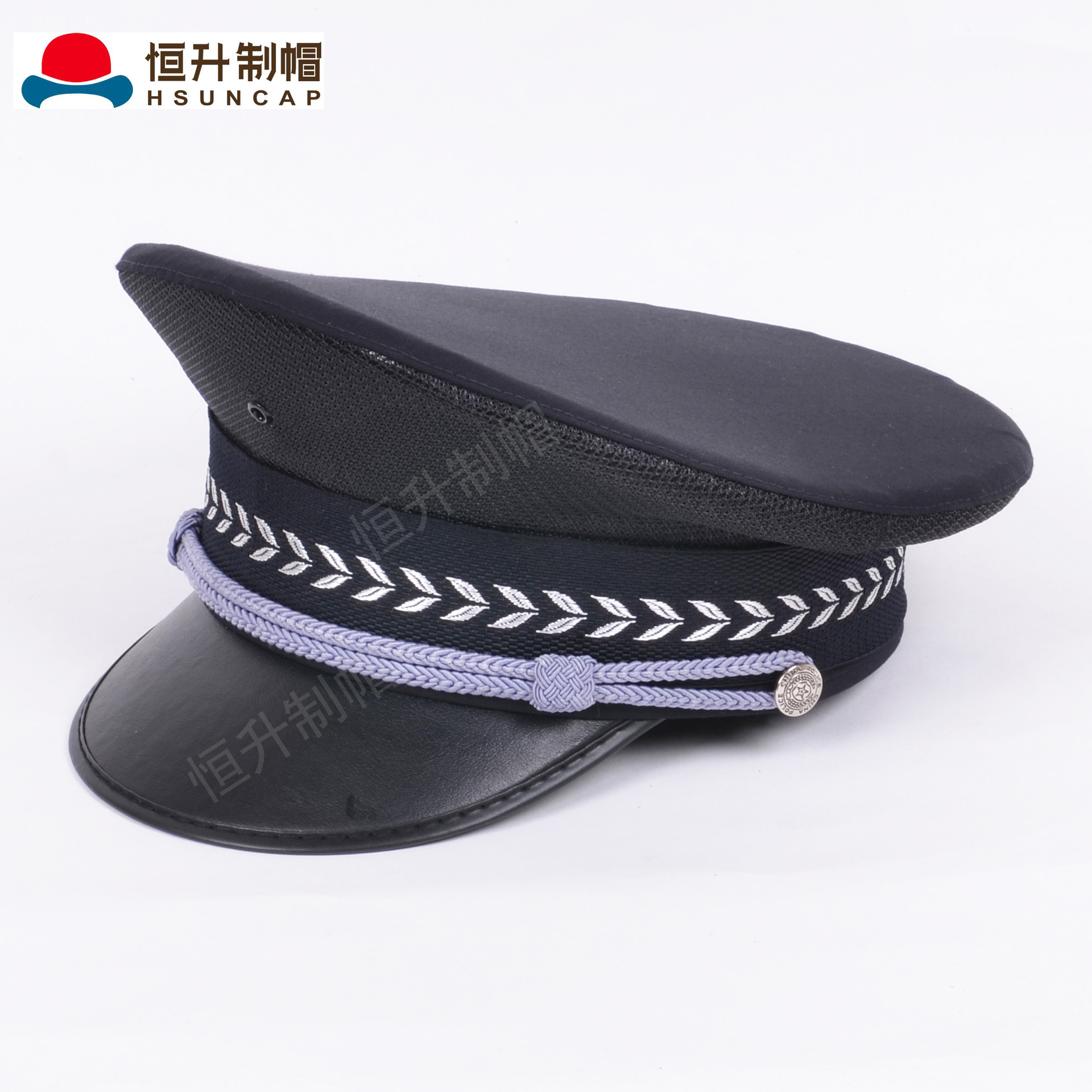 厂家直销保安大盖帽 公共安全大檐帽 执勤大沿帽 春秋帽