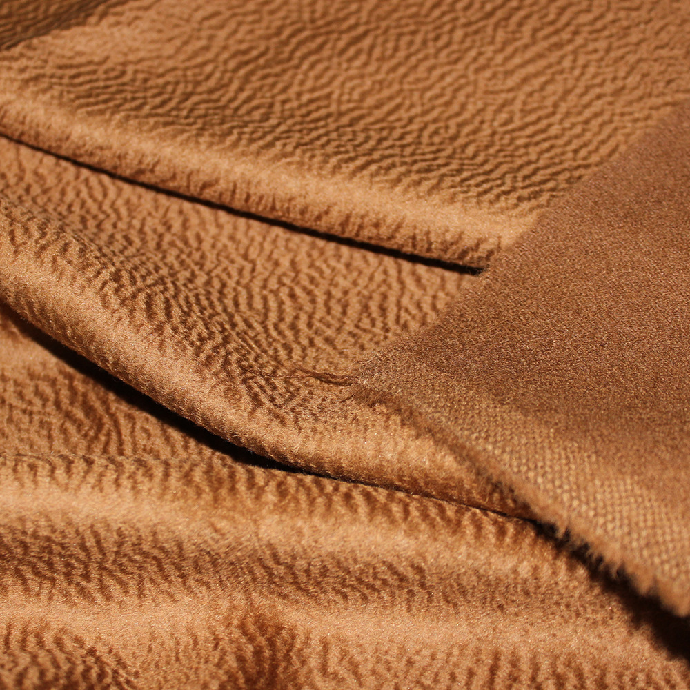 新款单面水波纹面料 桑蚕丝面料羊绒女装大衣面料时装布料