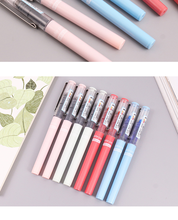 x88白雪直液式走珠笔0.5mm黑色签字针管蓝色水性笔学生用中性笔