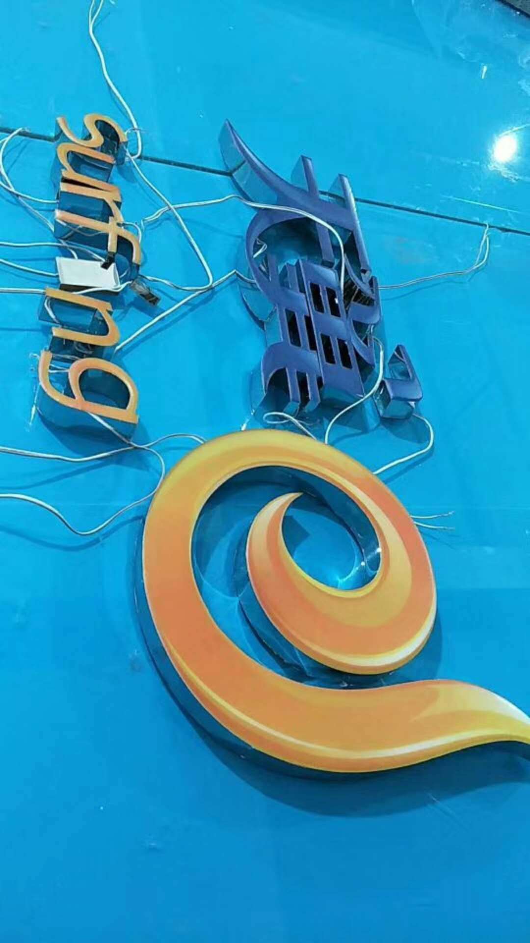 树脂发光led发光字精工字高档不绣钢玫瑰金字亚克力雕刻字上门安