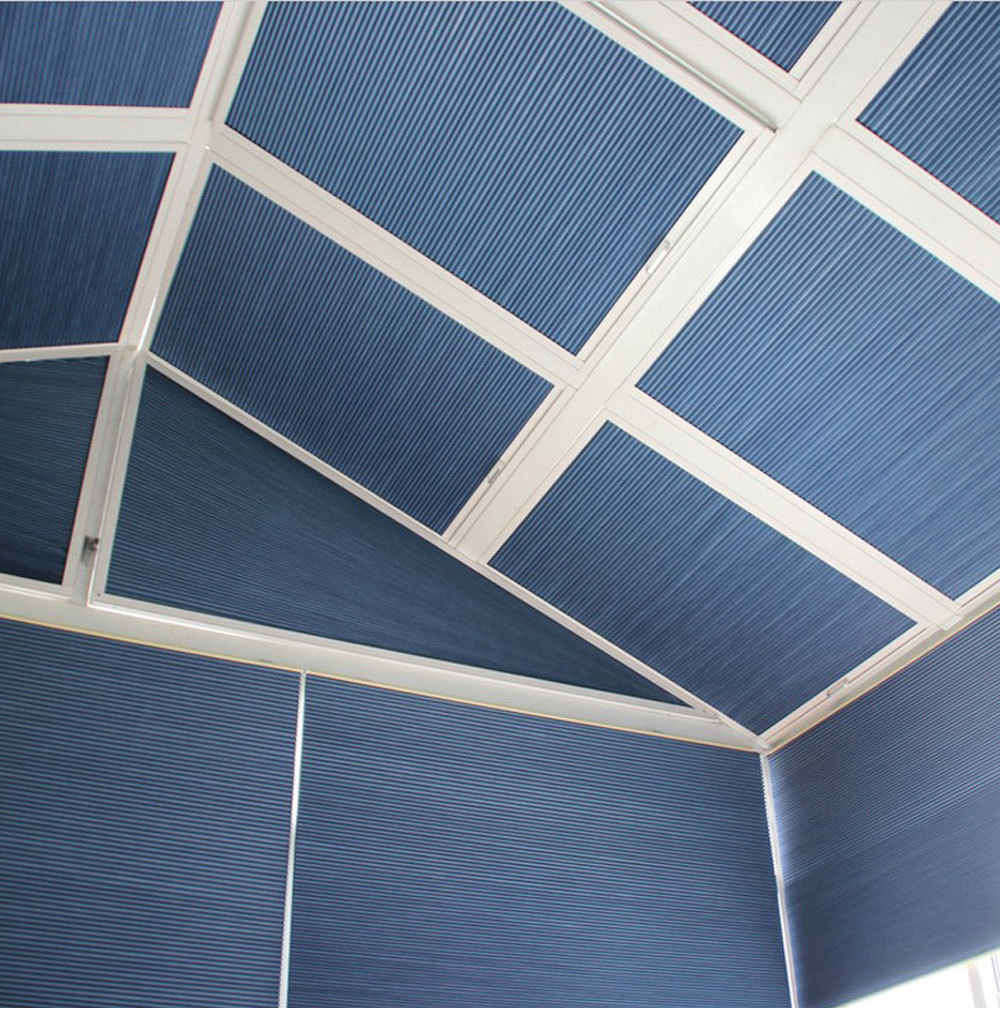 阳光房遮阳顶帘 电动隔热降温玻璃天棚帘阳台窗帘蜂巢帘 厂家批发