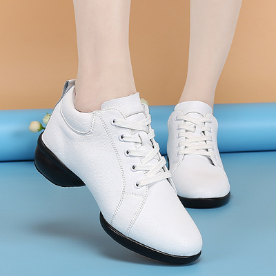 杜维可秋冬季女士白色舞蹈鞋广场舞鞋增高软底跳舞鞋水兵现代舞鞋