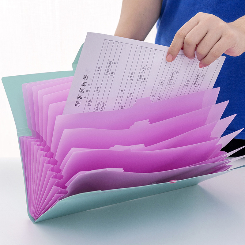 Korean Style Cute Smiley Face A4 Folder Multi-Layer File Holder Storage Information Bag Small Fresh Examination Paper Bag Bill 12 Grid