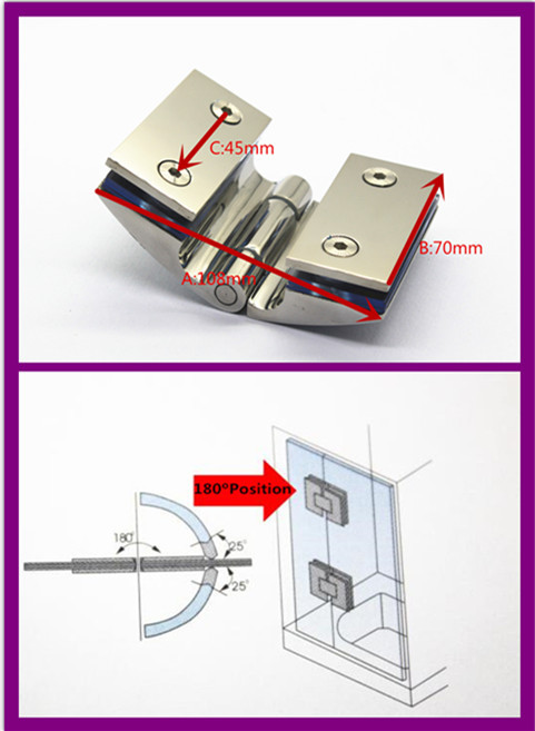 明润牌厂家直销精铸304不锈钢180度玻璃合页