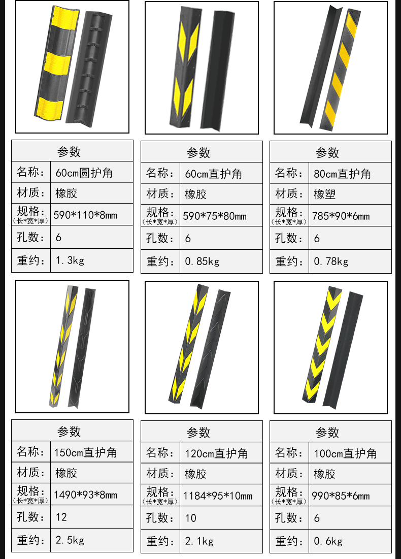 80橡胶护角车库柱子反光防撞条直角护墙角圆弧加厚轮廓标厂家直销
