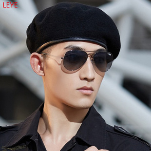 厂家定制秋冬款纯羊毛军贝雷帽可定做logo刺绣特种兵夏令营黑色帽