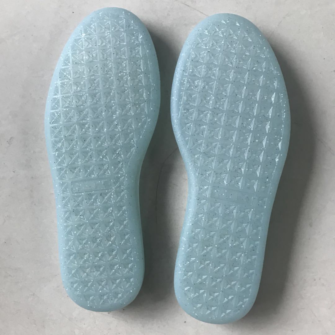 新款透明rb橡胶鞋底女款时尚休闲橡胶带亮片平跟鞋底35-39