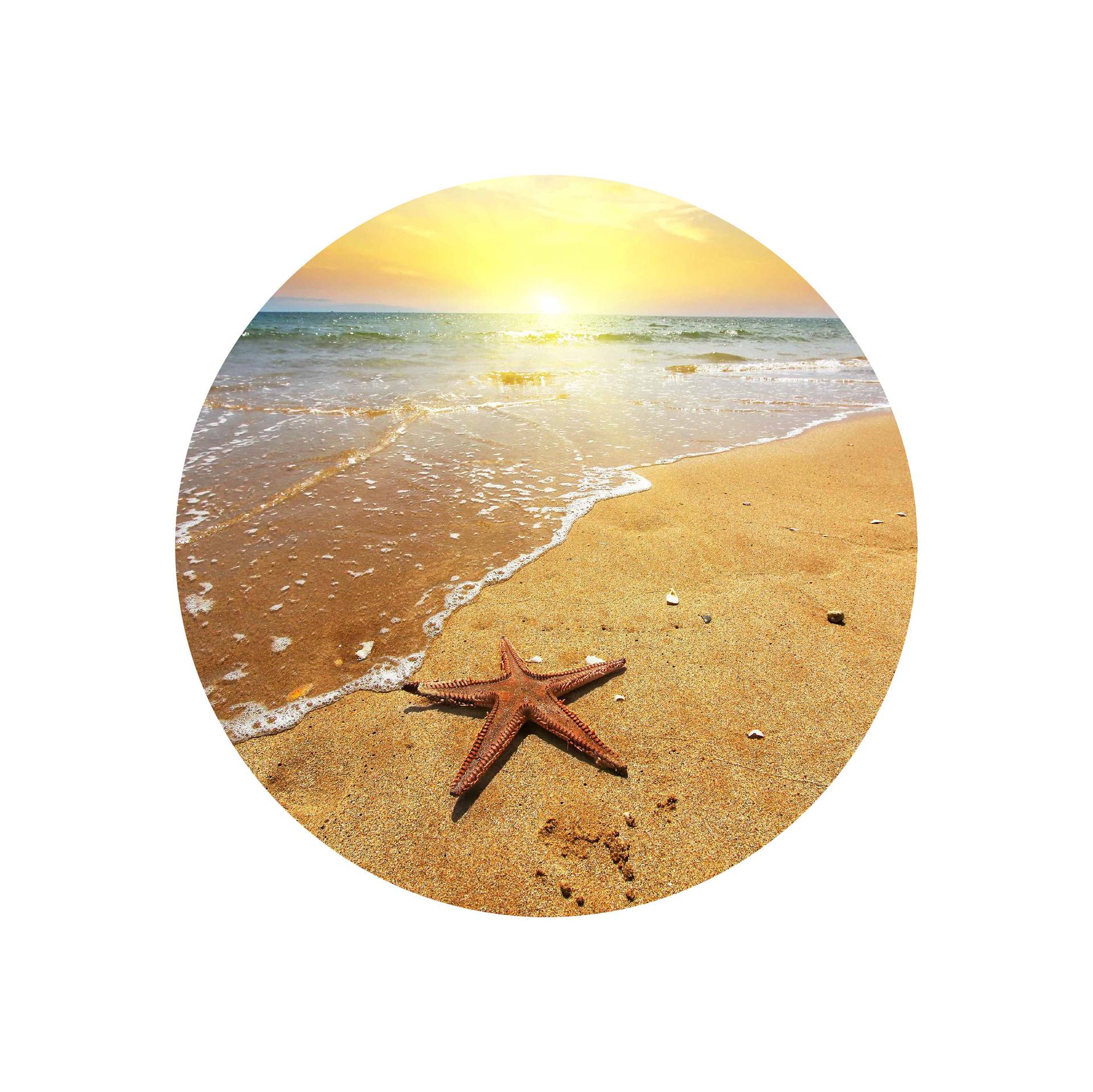 黄昏沙滩海星风景3d圆形桌贴防滑耐磨客厅卧室地贴圆门槛贴yx004