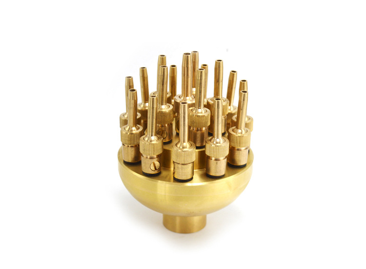 全铜凤尾喷头喷泉加气喷头三层花水晶球中心直上喷头喷泉晒水