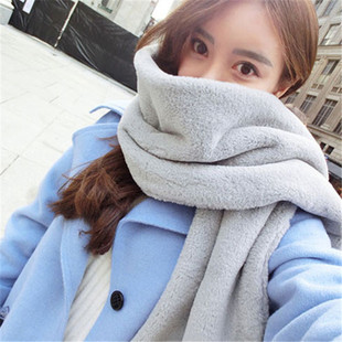 长款仿毛毛绒獭兔毛围巾女冬季韩国韩版百搭灰色披肩学生围脖套头