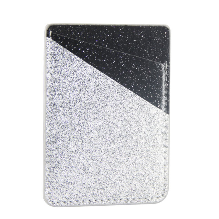 定制大亮片格利特闪光闪粉手机背贴卡贴 双层口袋皮革手机背贴