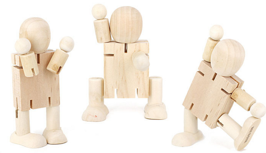 木头人白坯diy木制机器人人偶关节木偶儿童益智玩具卡通绘画涂鸦