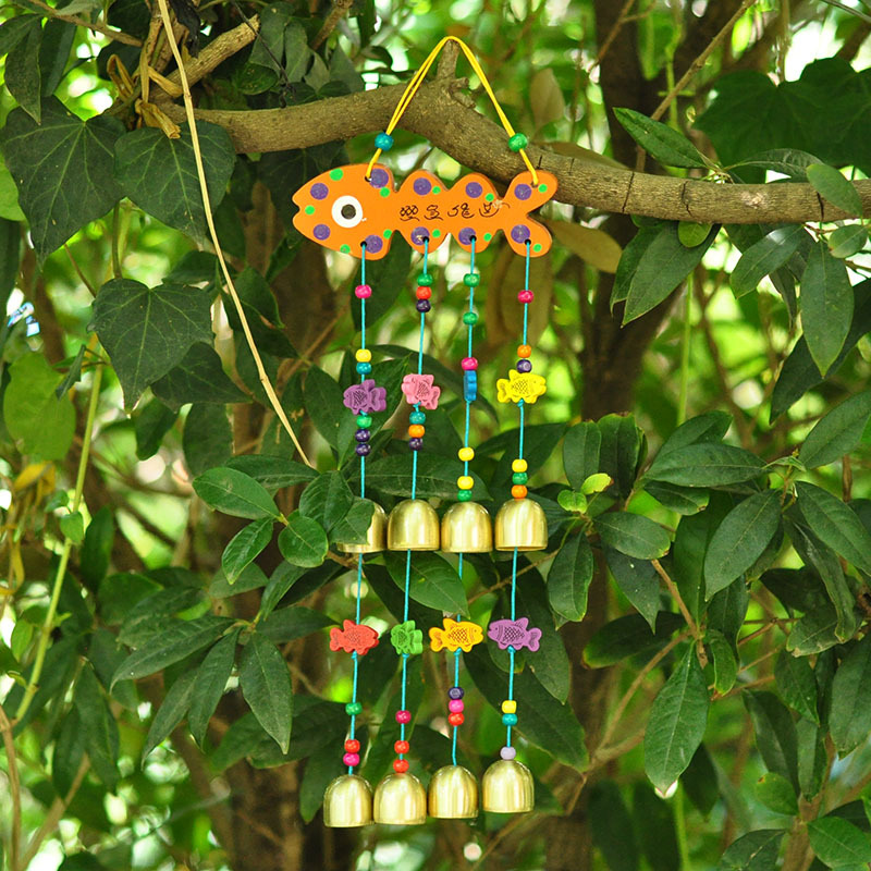 风铃挂饰门饰特色创意实木小鱼铃铛挂件云南丽江手工艺家居装饰品
