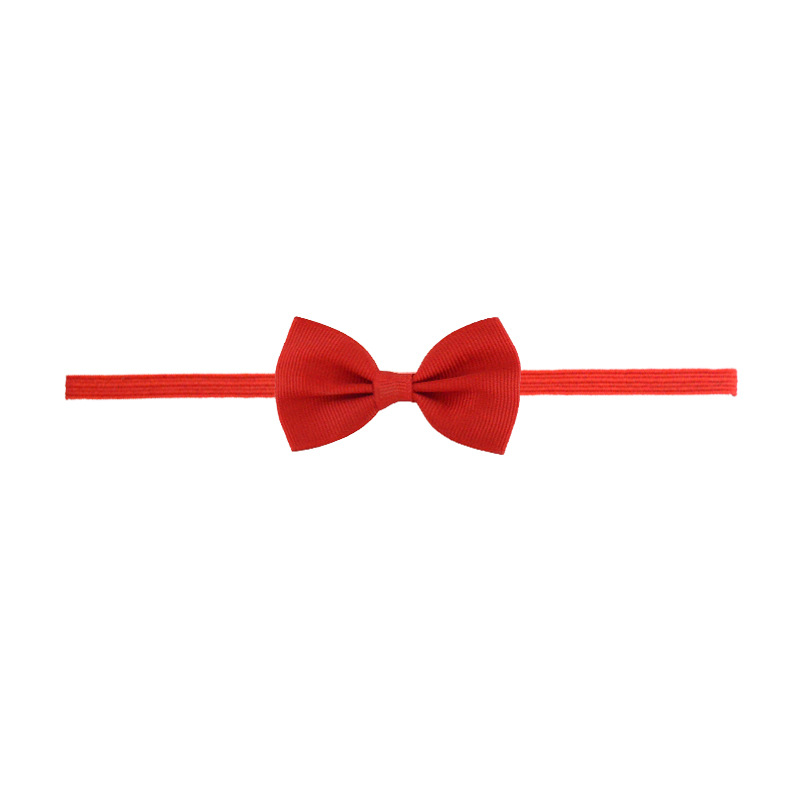 欧美儿童蝴蝶结发带 纯色螺纹丝带小号蝴蝶结细发带 儿童弹力发饰