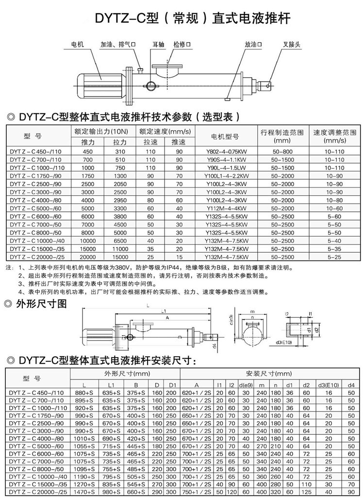 扬州dytz小型电液推杆工业水利矿用防爆电动液压推杆生产厂家批发