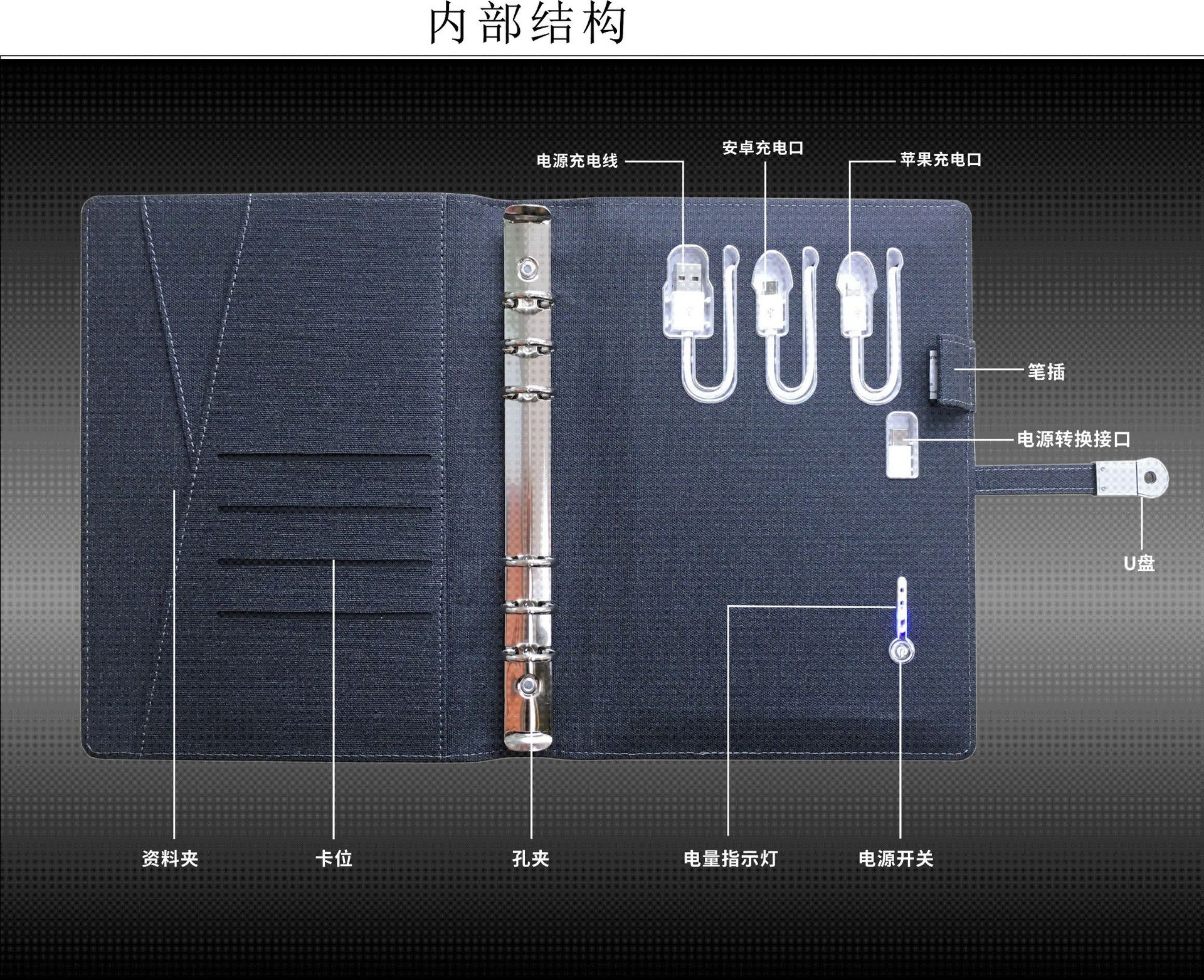 丝绸印花笔记本u盘移动电源笔记本充电宝记事本a5商务活页笔记本