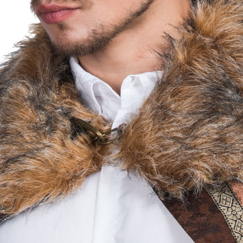 跨境供应服装中世纪毛皮帅气披风演出表演成人服饰舞台道具配件服