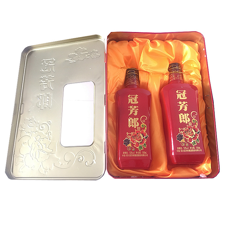 泸州醇香老窖封藏老酒铁盒52度500ml一箱3只手提礼盒2支装婚庆酒