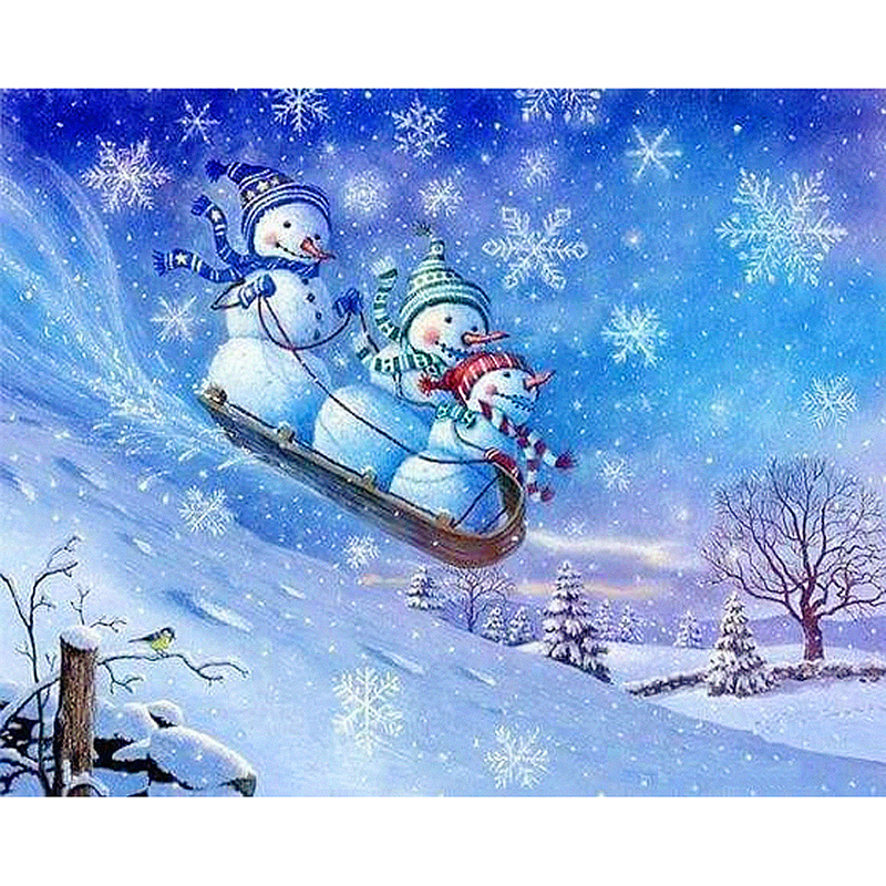 外贸爆款 速卖通wish亚马逊ebay 雪景雪人玄关 俄罗斯热卖 钻石画