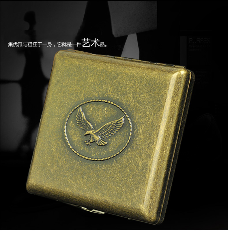 双枪烟盒 铜制327老鹰烟盒 20支装 个性超薄创意 烟盒烟夹 批发