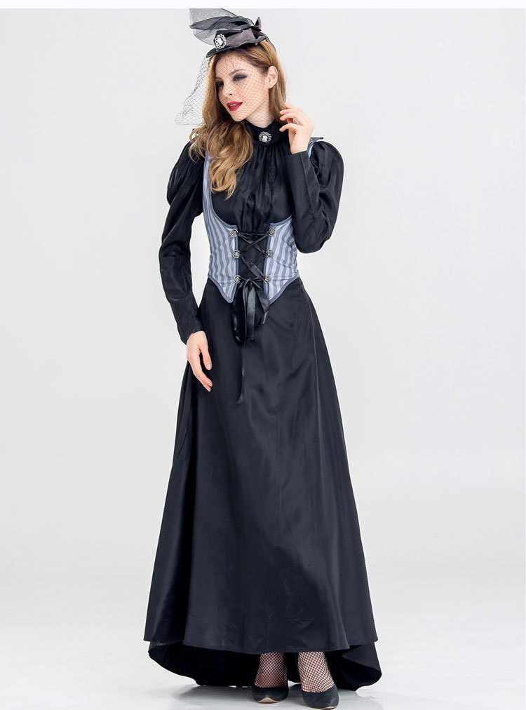 女杀手服装贵族公主裙黑色长裙套装化妆舞会主题派对舞台ds演出服