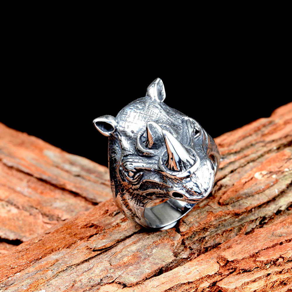 铸造不锈钢牛头戒指 个性男款铸造戒指 不锈钢动物戒指指环批发