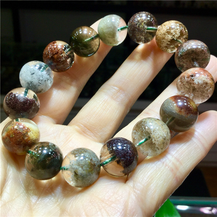 东海水晶天然春夏秋冬四季彩幽灵聚宝盆手链