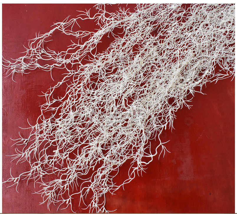 绿色须根多肉仿真凤梨草藤条空气草壁挂老人须草塑料植物墙配材