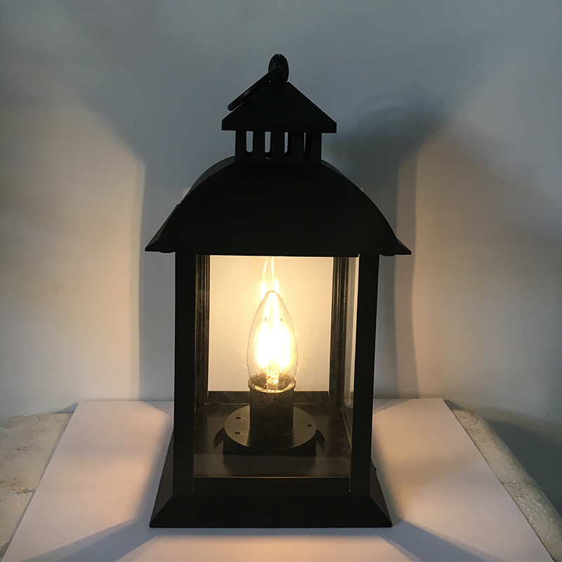 2018新款开模风灯 led圣诞灯泡风灯 塑料四方电子礼品工艺品