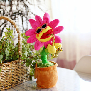 厂家直销抖音玩具妖娆花创意电动玩具会唱歌花朵毛绒玩具批发定制