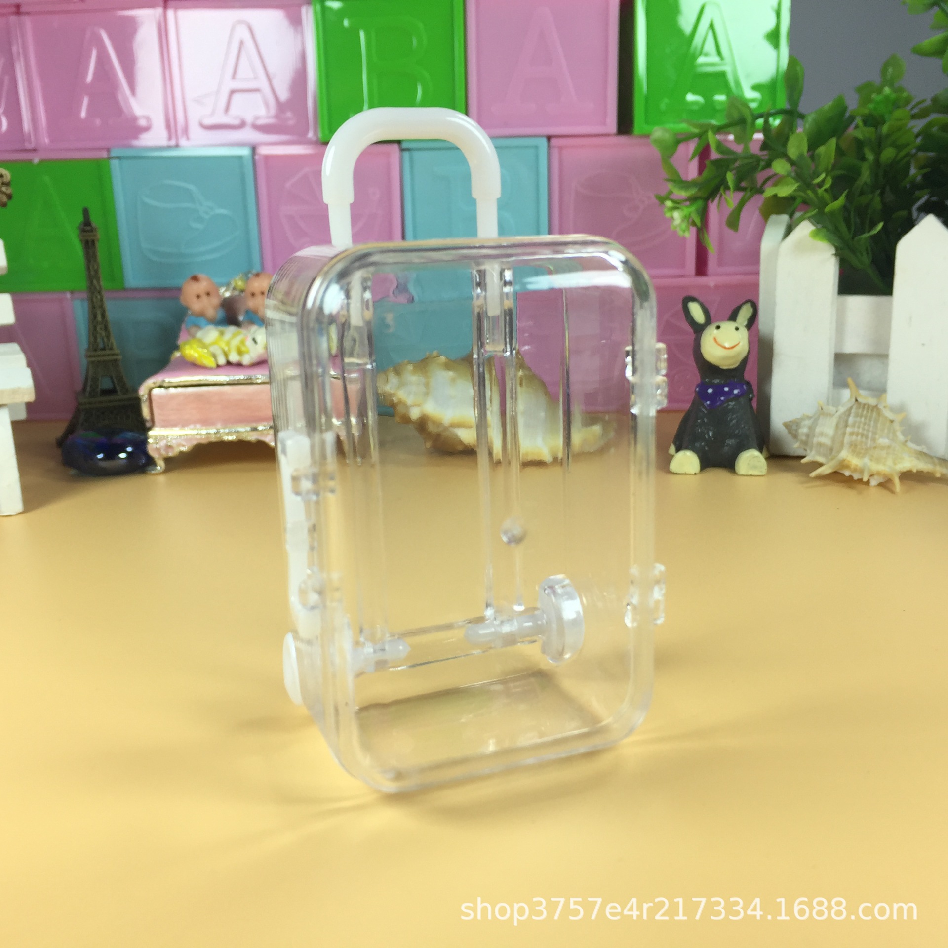 Foreign Trade E-Commerce Cross-Border Supply Personalized Creative Wedding Candies Box Transparent Trolley Case Luggage Suitcase Factory Wholesale