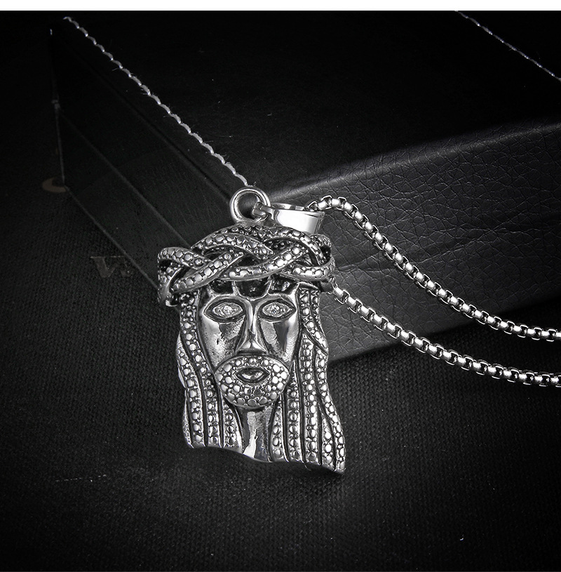 钛钢耶稣头像挂牌不锈钢项链 欧美潮流街头嘻哈个性时尚男女吊坠
