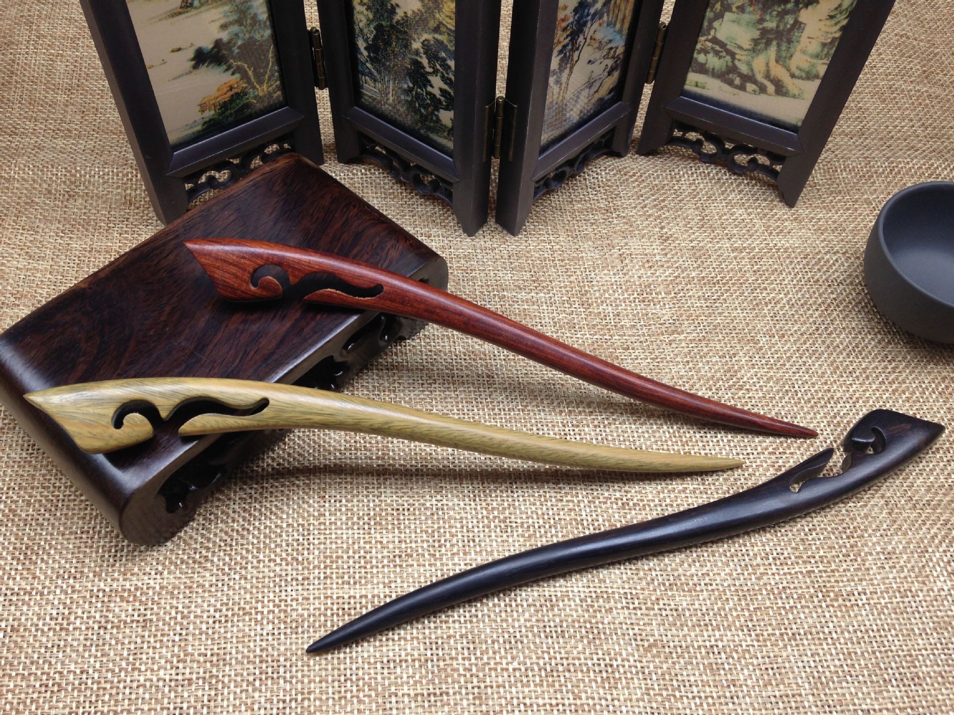 优质正宗黑檀紫光檀红檀绿檀木发簪 复古木簪子 木质品 厂家批发