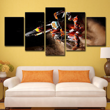 速卖通 客厅背景墙装饰油画5块越野摩托车赛跳跃组海报