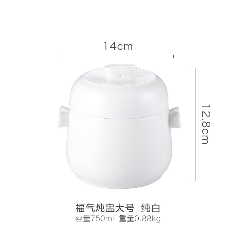 Double Lid Waterproof Bird's Nest Stewpot with Lid Health Care Stewing out of Water Tureen Small Dessert Cup Ceramic Tableware Steamed Egg Cup