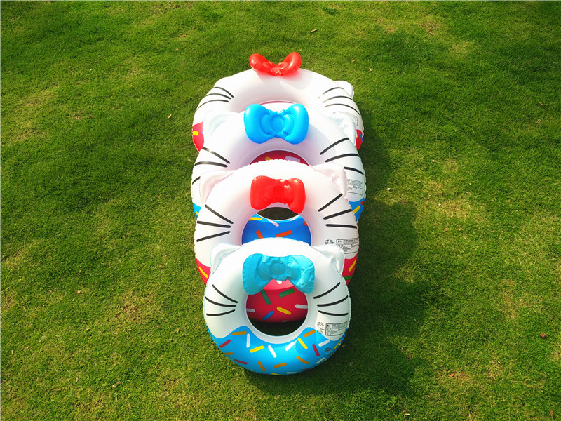 儿童游泳圈加厚kt小猫猫圈 水上充气泳圈卡通蝴蝶结游泳甜甜圈