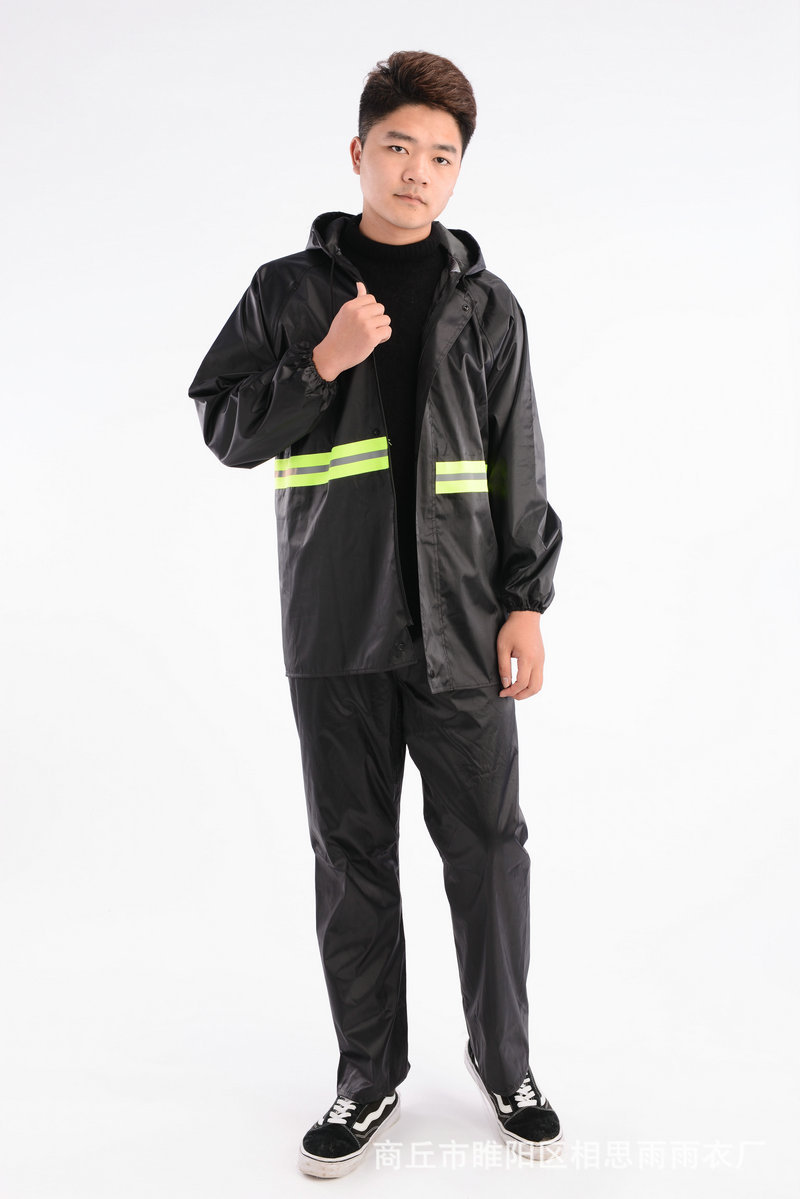 Shangqiu Raincoat Split Suit Labor Protection Waterproof Outdoor Cycling Clothing Takeaway Oxford Black Raincoat Rain Pants Suit