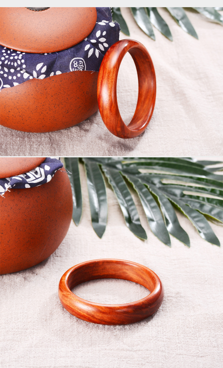 绿檀黄花梨黑檀小叶紫檀木女款士 复古中国民族风简约手环手镯子