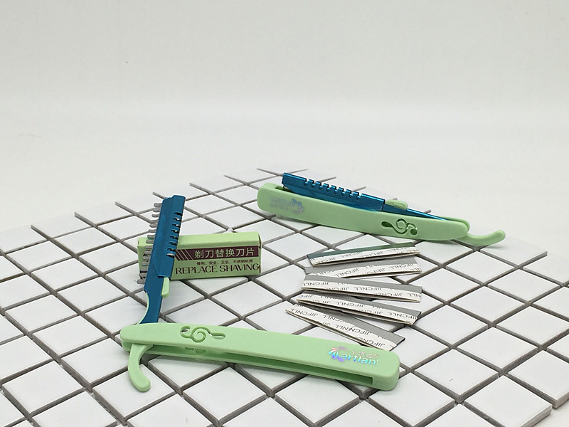 影楼美容师专用修眉刀片带送刀架刮眉毛刀片套装修眉刀厂家直供