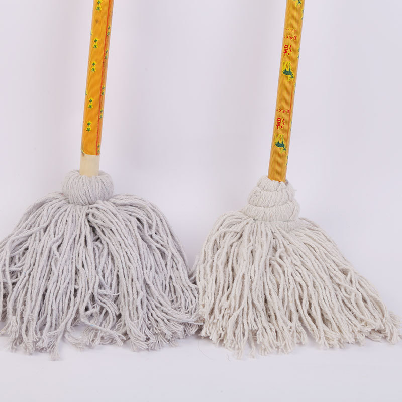 棉线拖把清洁老式拖布吸水墩布环卫物业工厂家用普通圆头木杆纯棉