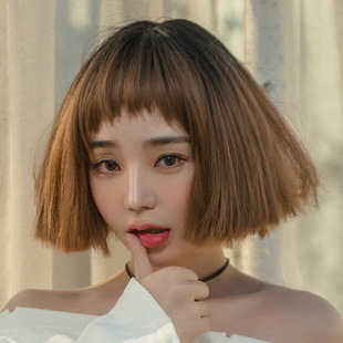 假发bobo女短发韩国波波头社会自然狗啃刘海日式蓬松修脸逼真自然