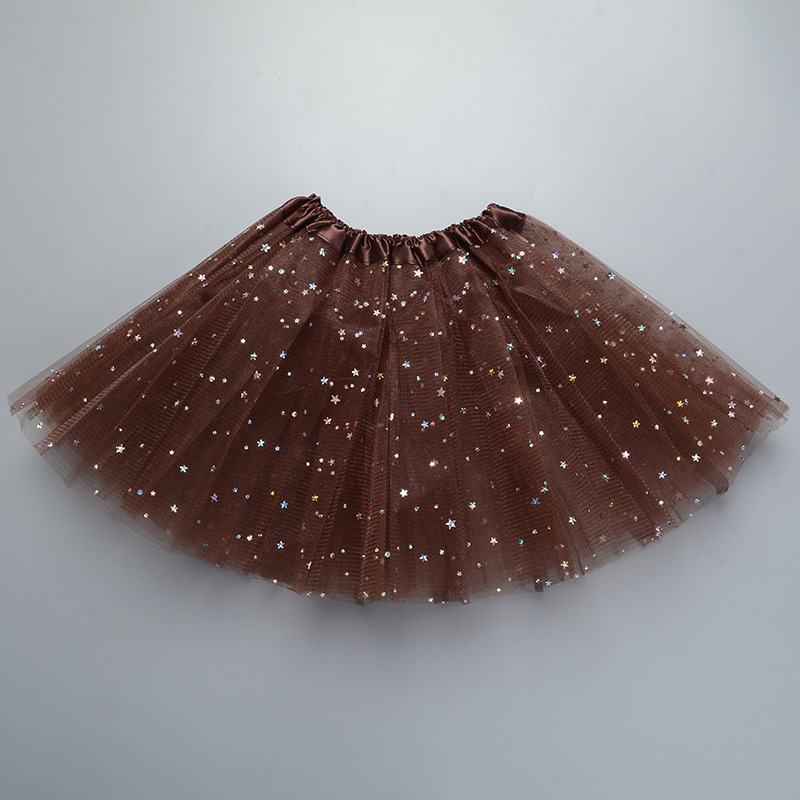 Children's Pettiskirt Tutu Skirt Princess Sequined Three-Layer 6-Piece Mesh Skirt Tutu Gauze Skirt Tutu Children